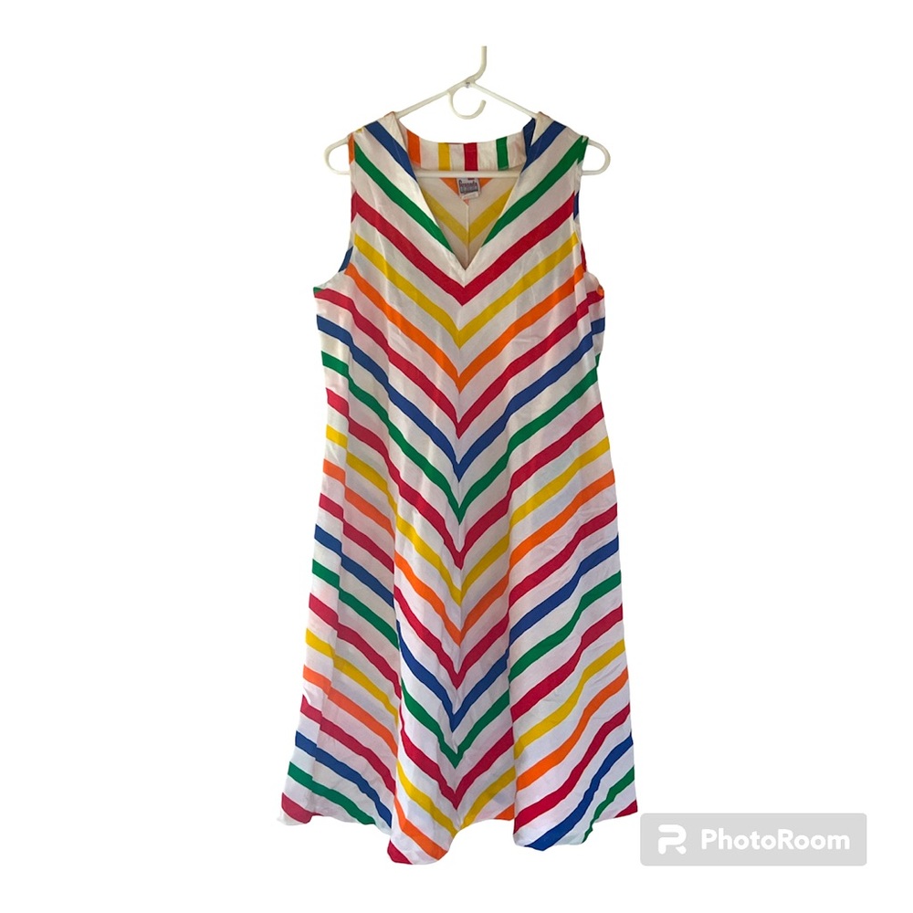 VTG Rainbow Striped V-neck Dress